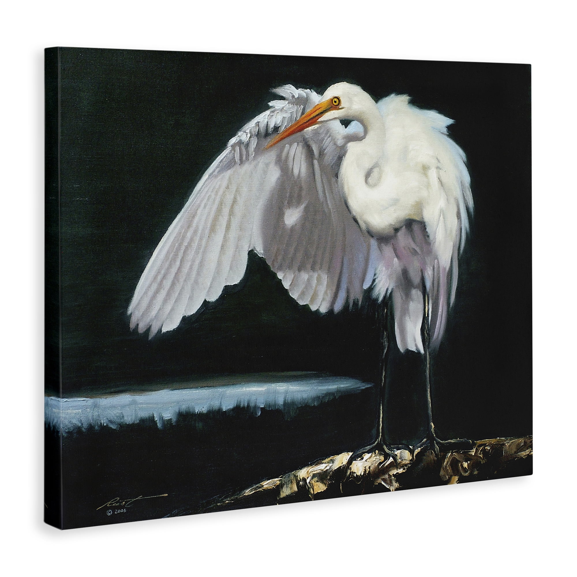 Stupell Industries Stoic Heron Standing Animals & Insects Painting Gallery Wrapped Canvas Art Print Wall Art, 20 x 16