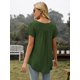 thumbnail image 2 of AMCLOS Camisetas florales con cuello en V para mujer, blusas con botones, túnica casual, fluida, verano, suave, manga corta (M verde militar), 2 of 4