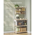 thumbnail image 4 of VASAGLE Bakers Rack with Power Outlet - 31.5 inches Coffee Bar, 6-Tier Kitchen Shelves with 6 Hooks, Microwave Stand, Golden Oak & White UKKS119Y01, 4 of 7