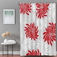 thumbnail image 3 of Red Grey Floral Shower Curtain Set with Hooks, Vintage Red White Grey Flower Water Repellent Shower Curtains for Bathroom Decor Sturdy Shower Curtain, Machine Washable 36x72 Inch, 3 of 9