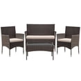 thumbnail image 7 of Vineego 4 4PCS Patio Furniture Set Outdoor Conversation Rattan Chairs with Cushion and Loveseat Glass Table for Garden Backyard Porch, Brown/ Beige, 7 of 7