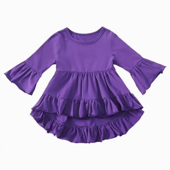 Toddler Girls Long Sleeve Ruffle Tiered Tunic Top for Girls 12 24 Months 2T 3T 4T 5T 6T Crewneck Flared Hem Shirts Girls Tops