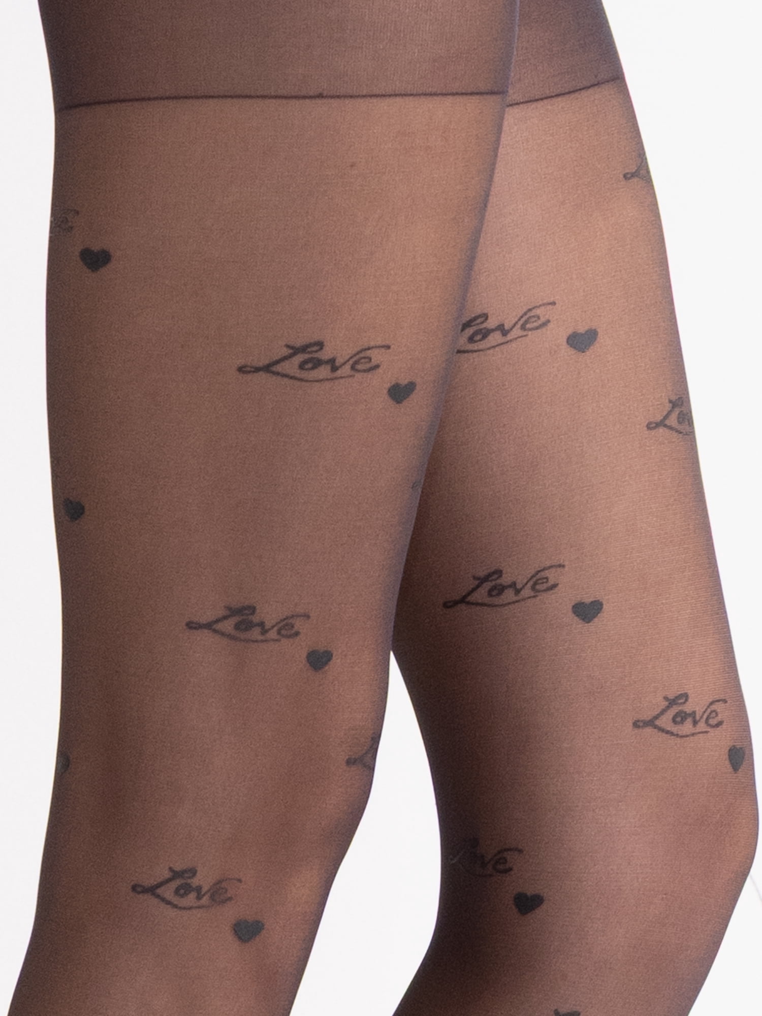 Joyspun Women's Love Words Sheer Black Tights, 1-Pack, Sizes S-XXL