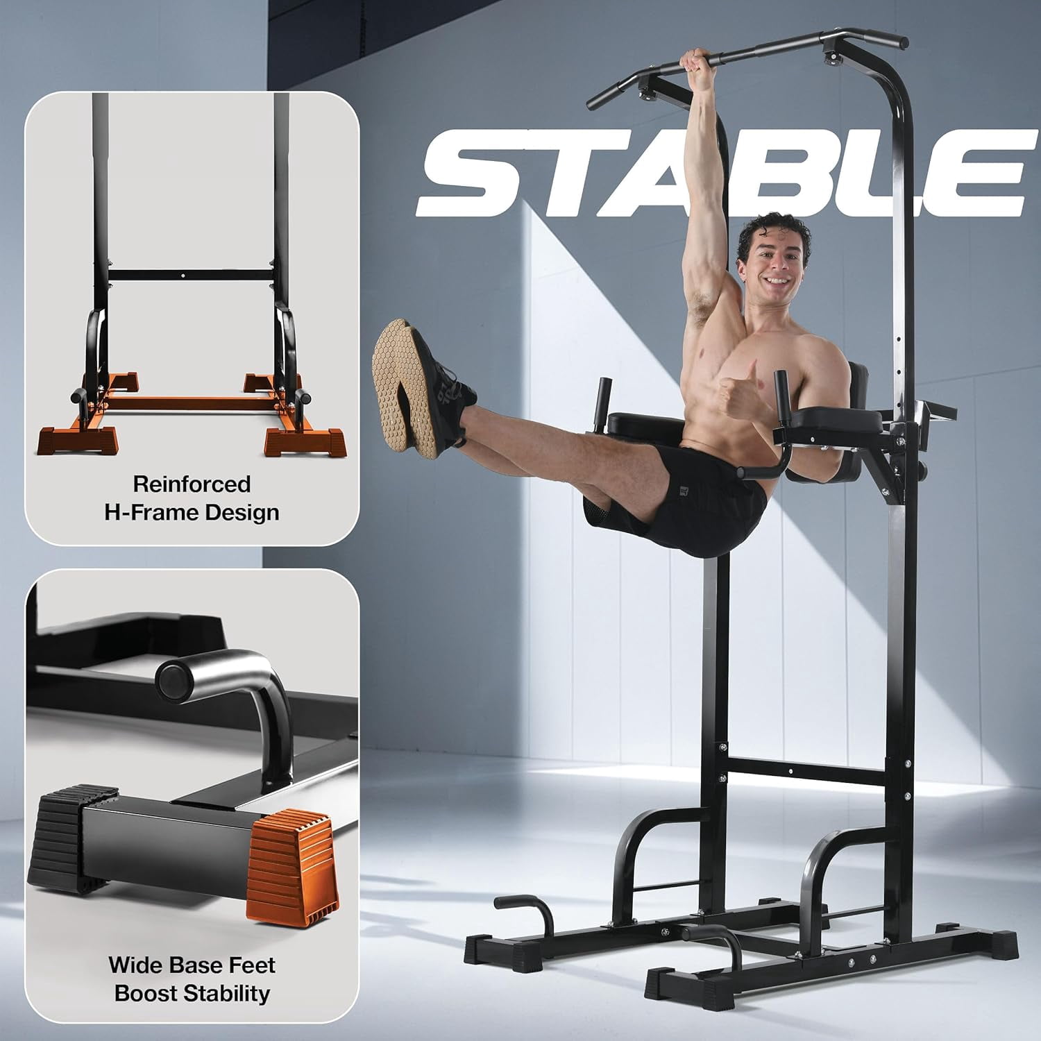 Pull Up Bar Free Standing – Power Tower Dip Station, Adjustable Calisthenics Equipment, 440lbs Capacity, Home Gym Strength Training