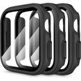 thumbnail image 1 of 3 Pack Case for Apple Watch Series 8 Series 7 Screen Protector 41mm, Hard PC Full Protective Cover with Tempered Glass for iWatch 8/7 41mm, Black-3 Pack, 1 of 5