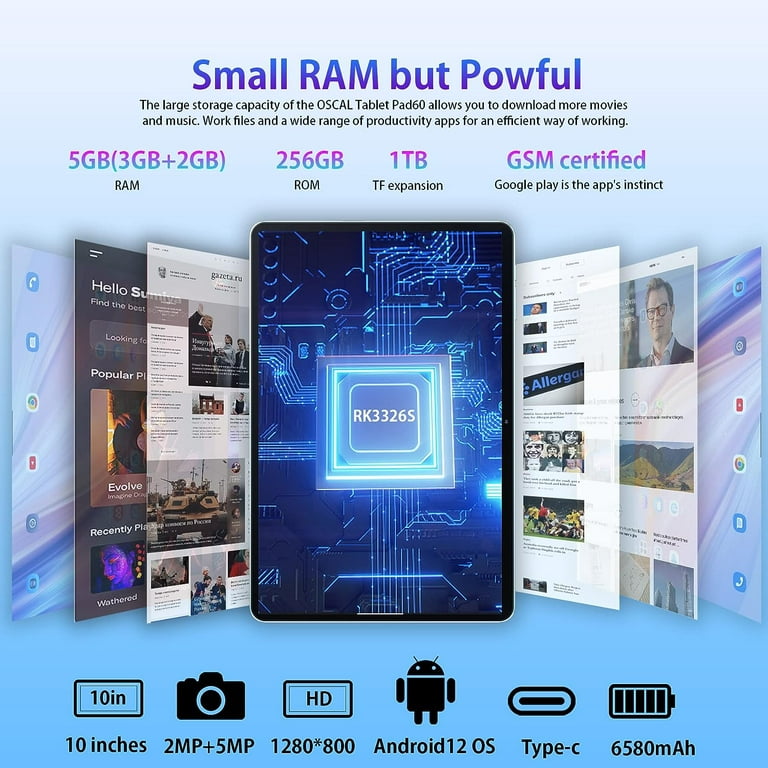 Oscal Android Tablet Blackview Tablets 10.1 inch Tablets 64GB ROM