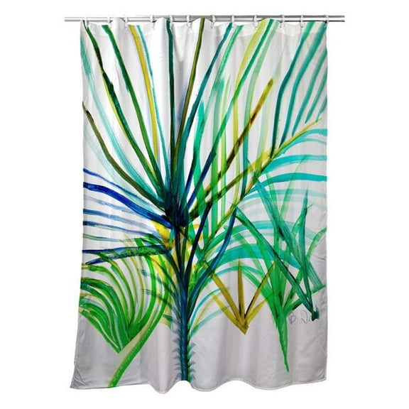 Betsydrake SH1157 71 x 74 in. Teal Palms Shower Curtain