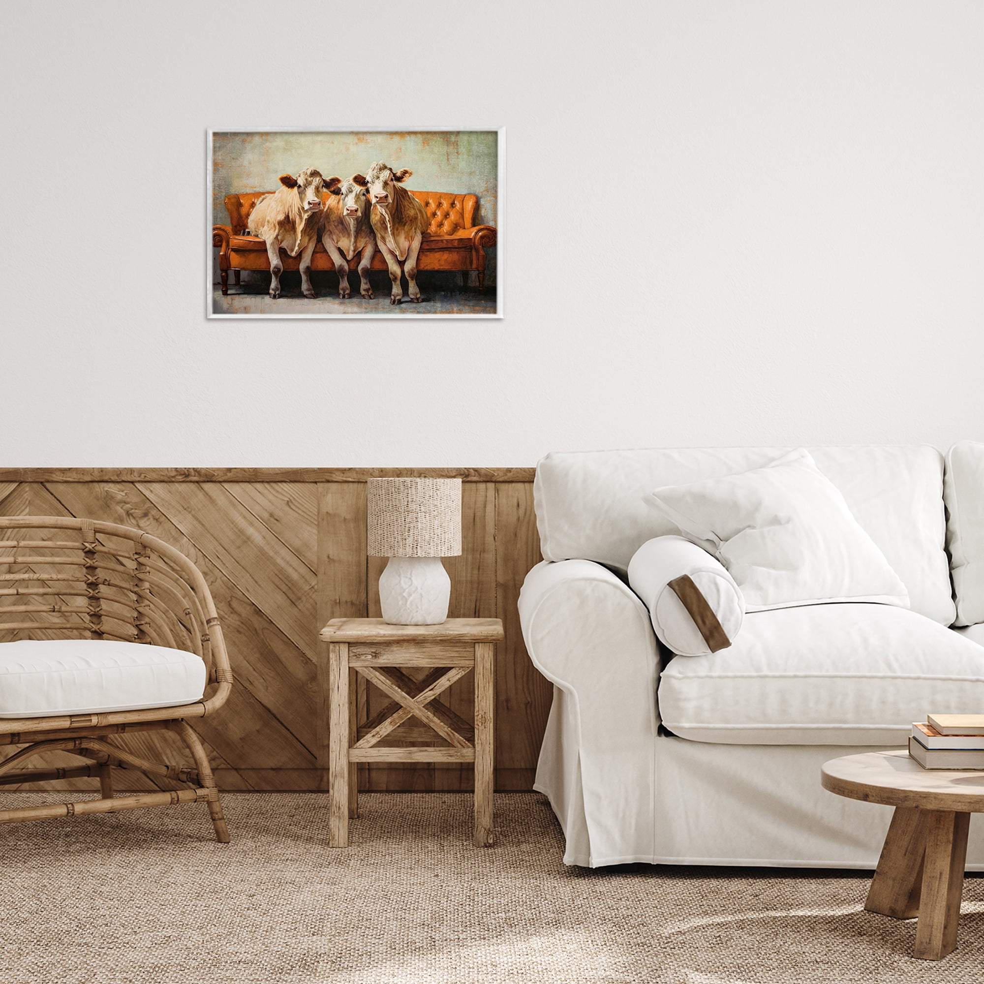 Stupell Industries Cows Just Chillin' White Framed Giclee Art, design by Tina LeCour