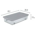 thumbnail image 3 of Sterilite 56 Qt Wheeled Under Bed Storage Container, Plastic Bin, Silver Tint, 4 Pack, 3 of 11