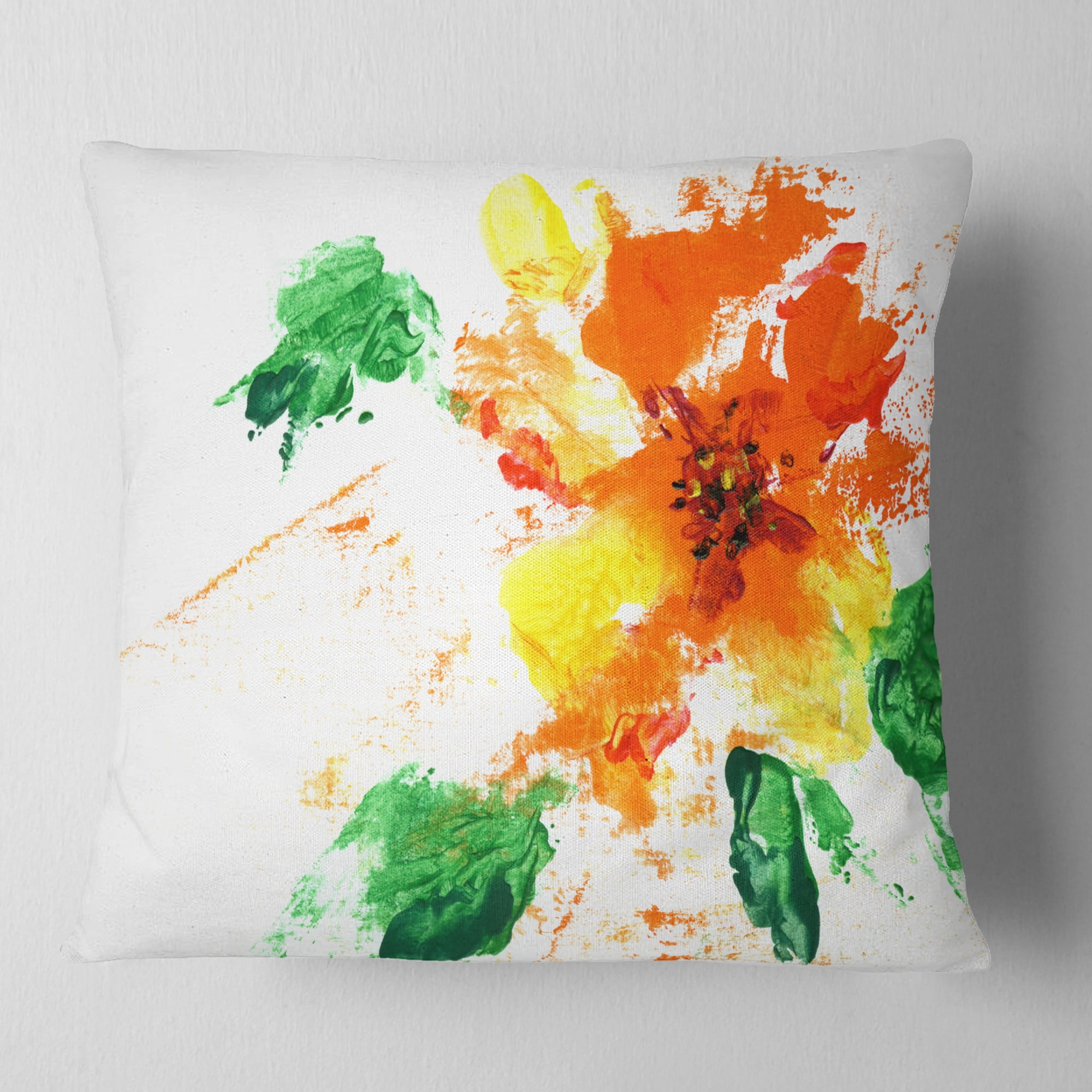 Designart Painted Abstract Flower - Floral Throw Pillow - 18x18