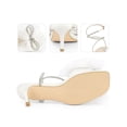 thumbnail image 2 of BLISSFUL STEP Rhines Bow Lace Up Rhiness Strap Kitten Heel Sandals for Women White 7, 2 of 6