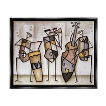 Stupell Industries Musical Trio Abstract Modern Painting Jet Black Framed Floating Canvas Wall Art, 24x30, by Eric Waugh