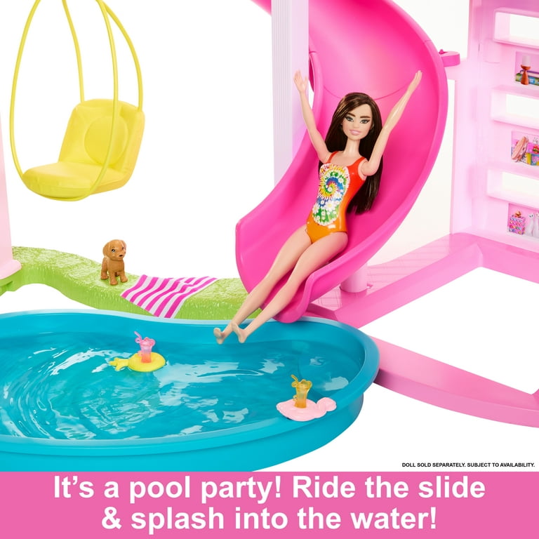  Barbie Dreamhouse 2023, Pool Party Doll House with 75+