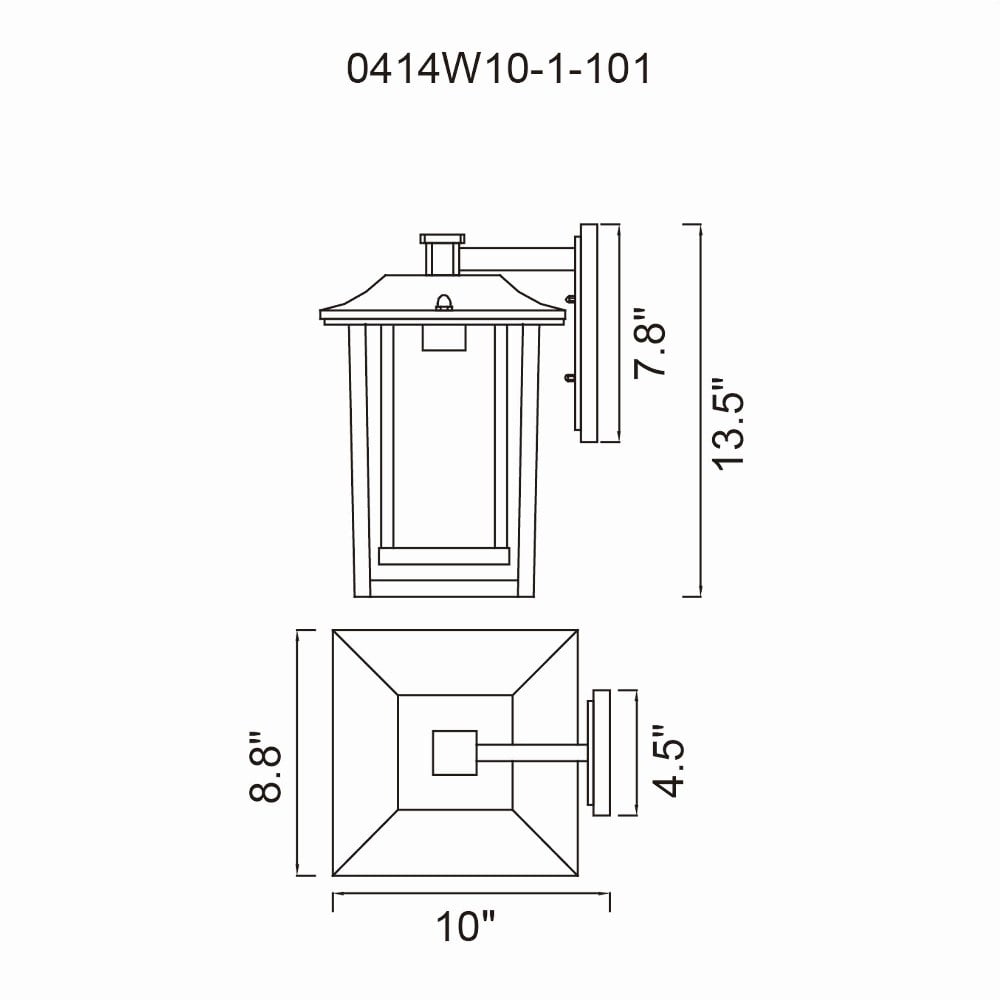 CWI Lighting Winfield 1 Light Farmhouse Metal Outdoor Wall Light in Black