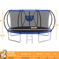 thumbnail image 2 of KOFUN Trampoline with Basketball Hoop & Light, 1500lbs 10FT 12FT 14FT 16FT Trampoline for Adults and Kids, No Gap Design Backyard Trampoline with Enclosure Net, Ladder, Green, 2 of 9