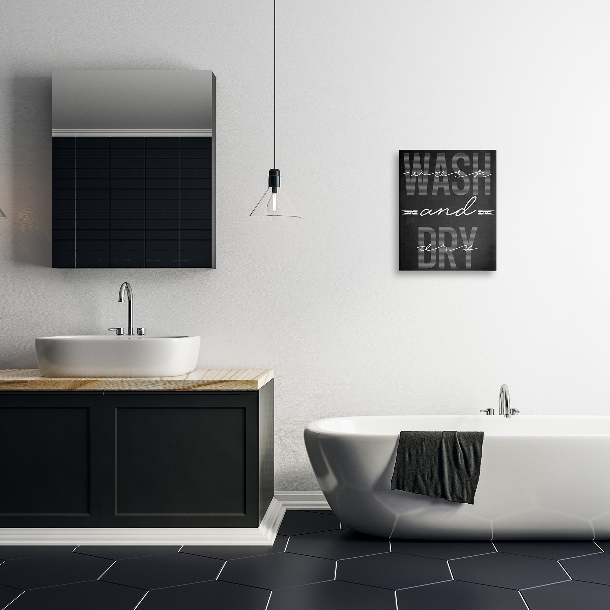 Wash And Dry Black Minimal Canvas Wall Art, design by Marcus Prime