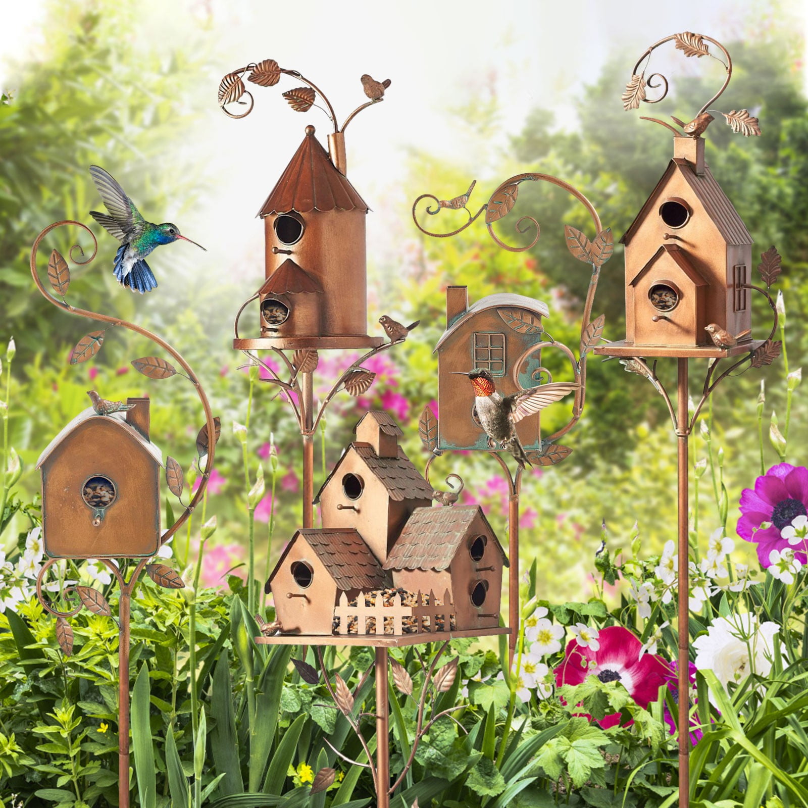 Hanging Bird House Outdoor Garden Patio Decorative Resin Pet Cottage Resin Birdh 