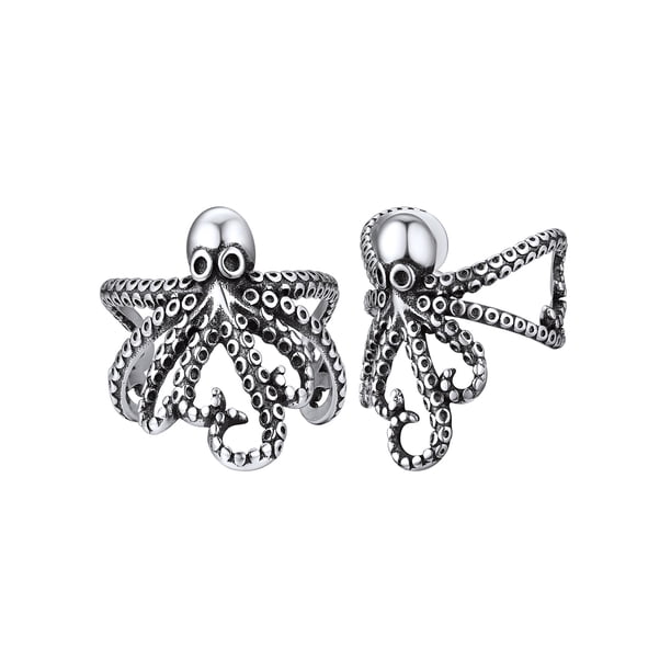 Pendientes abiertos de plata esterlina Silvora Octopus Ear Cuff para hombres y mujeres Joyería de oreja ajustable para Halloween Cosplay Fiesta