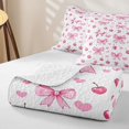 thumbnail image 4 of Erosebridal Pink Bow Cherry Twin Quilt Set,Cute Heart Print Twin Coverlet Set For Girls,2 Pieces, 4 of 7