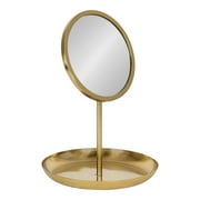 Kate and Laurel Laranya Modern Decorative Table Mirror, 11 x 15, Gold, Glamorous Freestanding Tabletop Mirror with Robust Metal Tray for Makeup and Jewelry Storage and Display
