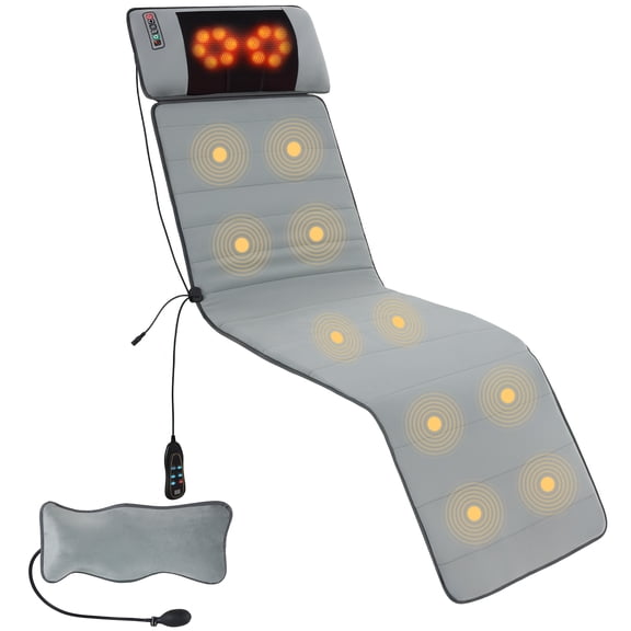 SHOUFTW Full Body Massage Mat with Heat, 10-Motor Vibration Massager Pad with Graphene Heating, Portable Massage Pad for Bed, Chair & Sofa