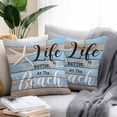 thumbnail image 2 of Throw Pillow Covers 18x18 Inch Set of 2, Blue Beach Waterproof Outdoor Pillow Covers, Coastal Starfish Graffiti Retro Wooden Plank Decorative Cushion Pillowcases for Couch, Sofa, Bed, Garden, Patio, 2 of 9