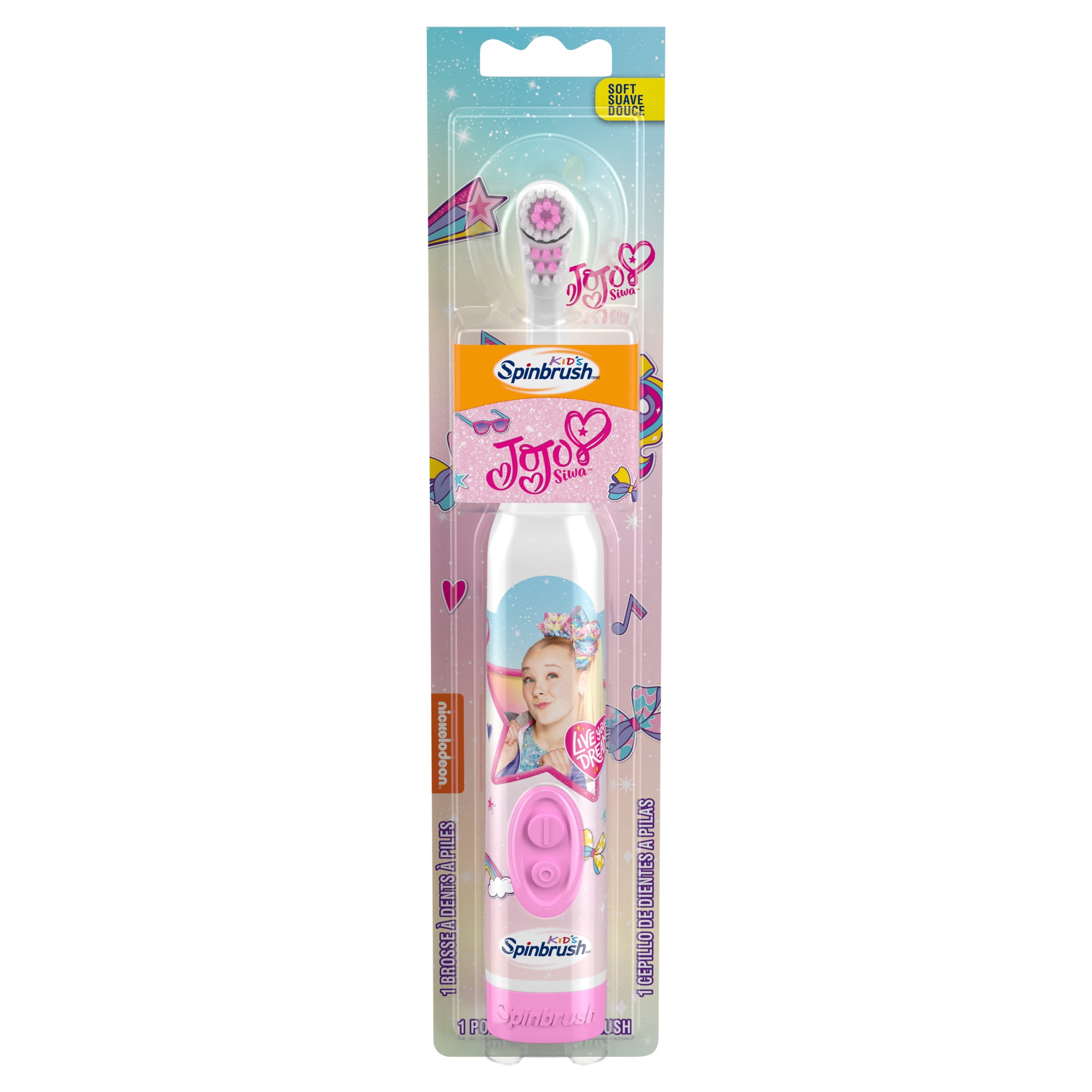 JoJo Siwa Kids Spinbrush Battery Toothbrush, Soft Bristles, 1ct