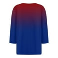 thumbnail image 5 of JULMCOMO 3/4 Sleeve Shirts for Women 2024 Button-Down Tunic Trendy Tops V Neck Gradient Print T-Shirts Three Quarter Sleeve Loose Tshirt, 5 of 5