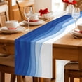 thumbnail image 5 of Ombre Blue Waves Table Runner - 90 Inch Long Abstract Art Gradient Modern Cotton and Linen Blended Dress Scarves Farmhouse Table Runner for Kitchen Dining, Coffee Table, 13" x 90", 5 of 8