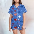 thumbnail image 2 of WUANDIXFA Pajamas for Girls Little Boy Girl 4th Of July Pajamas Sets for Toddler Sleepwear Summer 2 Piece Kids Pjs 10-11 Years,Blue, 2 of 5