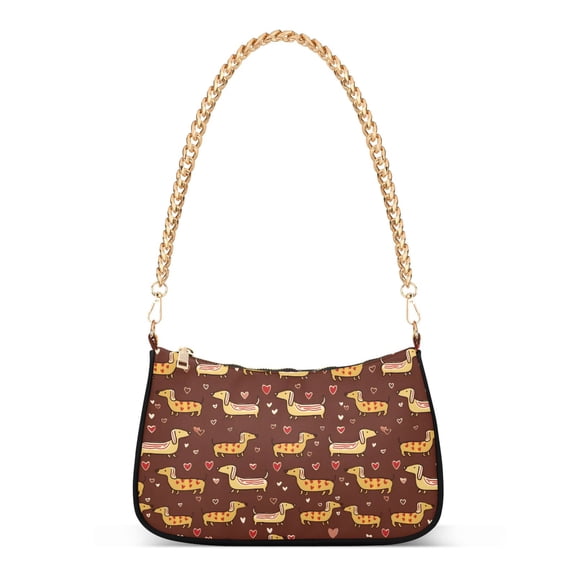 Print Tote Bag for Women Dachshund Heart Shoulder Bag Shoulder Handbags Chain Strap