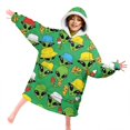 thumbnail image 4 of Alien and Pizza Bright Green Pattern Lamb Fleece Blanket Hoodies for Teens ,Teens Oversize Sherpa Wearable Hooded Blanket Sweatshirt with Super Pockets, 4 of 6