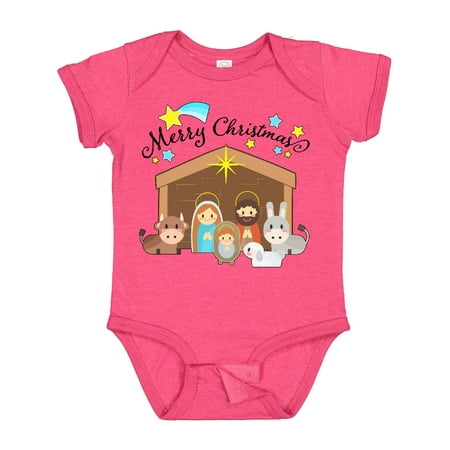 

Inktastic Merry Christmas Cute Nativity Scene Gift Baby Boy or Baby Girl Bodysuit