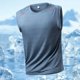 thumbnail image 5 of Camiseta de tirantes de cuello redondo para hombre, color liso, informal, holgada, deportiva, transpirable, de seda helada, corta, de poliéster., 5 of 9