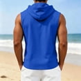 thumbnail image 7 of Men's Tank Top Sleeveless Hoodies Hooded Deep V Neck Tees Linen T-Shirt Summer Beach Tops Blue, 7 of 7