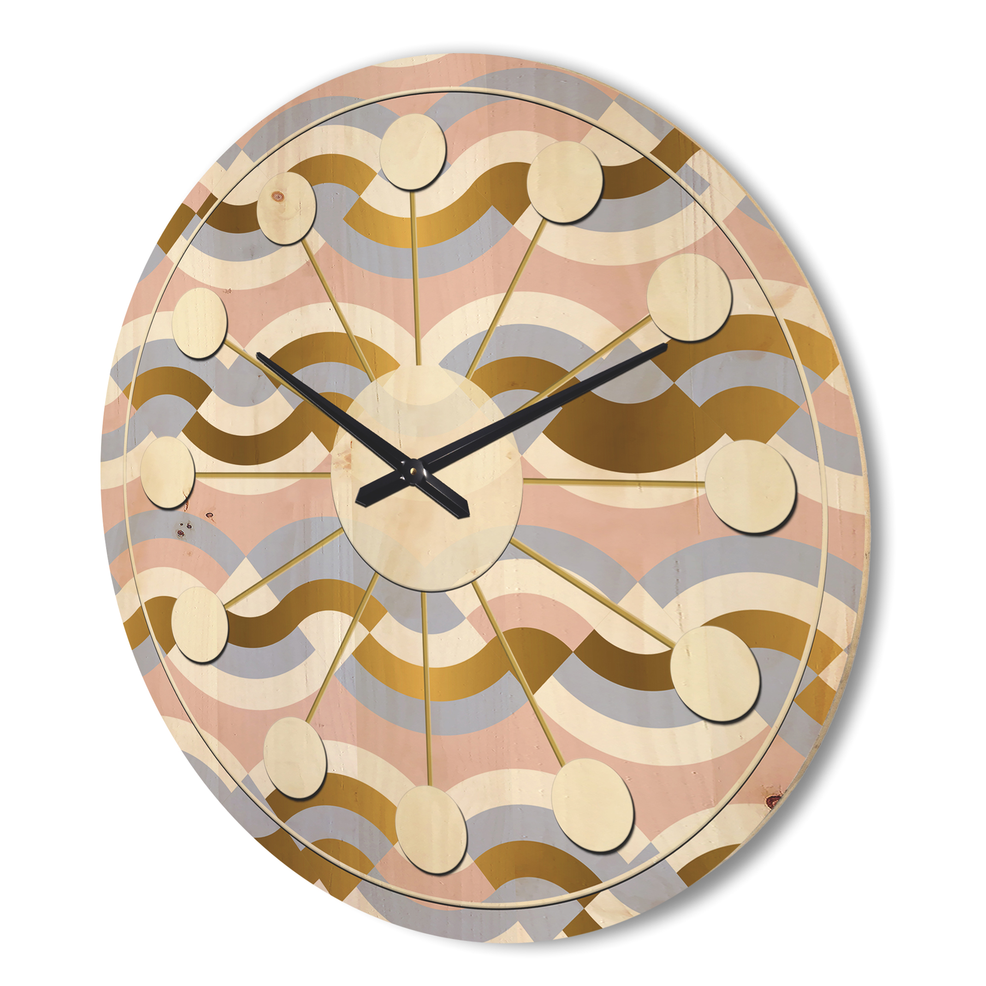 Designart 'Retro Geometric Braids Wave' Mid-Century Modern Wood Wall Clock