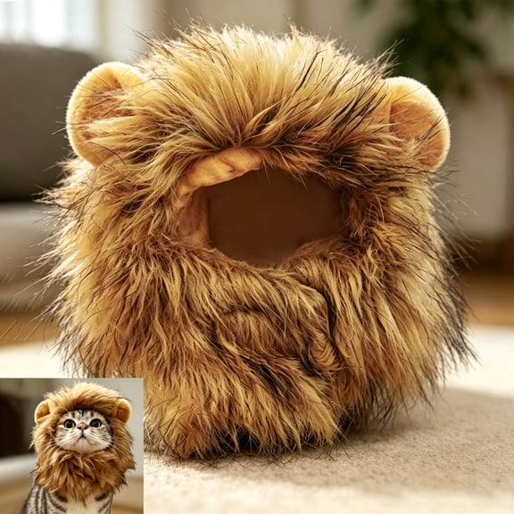 Lion Mane Wig – Dog Wig – Funny Cosplay Costume Hat for Small Medium Dogs & Cats