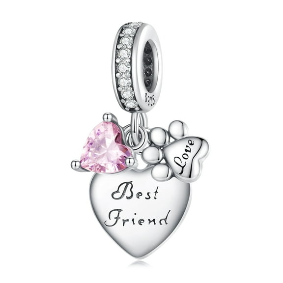 Erizteya 925 Sterling Silver Pet Pawprint Dangle Charm for Women