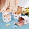 thumbnail image 2 of 60 cajas de dulces de papel kraft, mini cuadradas, con ventana en forma de corazón. Cajas pequeñas para envolver dulces, ideales para regalos, bodas y fiestas. Incluyen cordón de nailon., 2 of 7