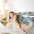 thumbnail image 5 of Manfei Watercolor Blue Bicycle Beach Bedding Comforter Set for Girls, Coastal Print King Bedding Sets, Reversible 7pcs, 5 of 6
