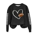 thumbnail image 4 of TFEOQRY Women's Crew Neck Sweatshirt Football Heart Graphic Long Sleeve Casual Pullover Fall Game Day Top Black, 4 of 4
