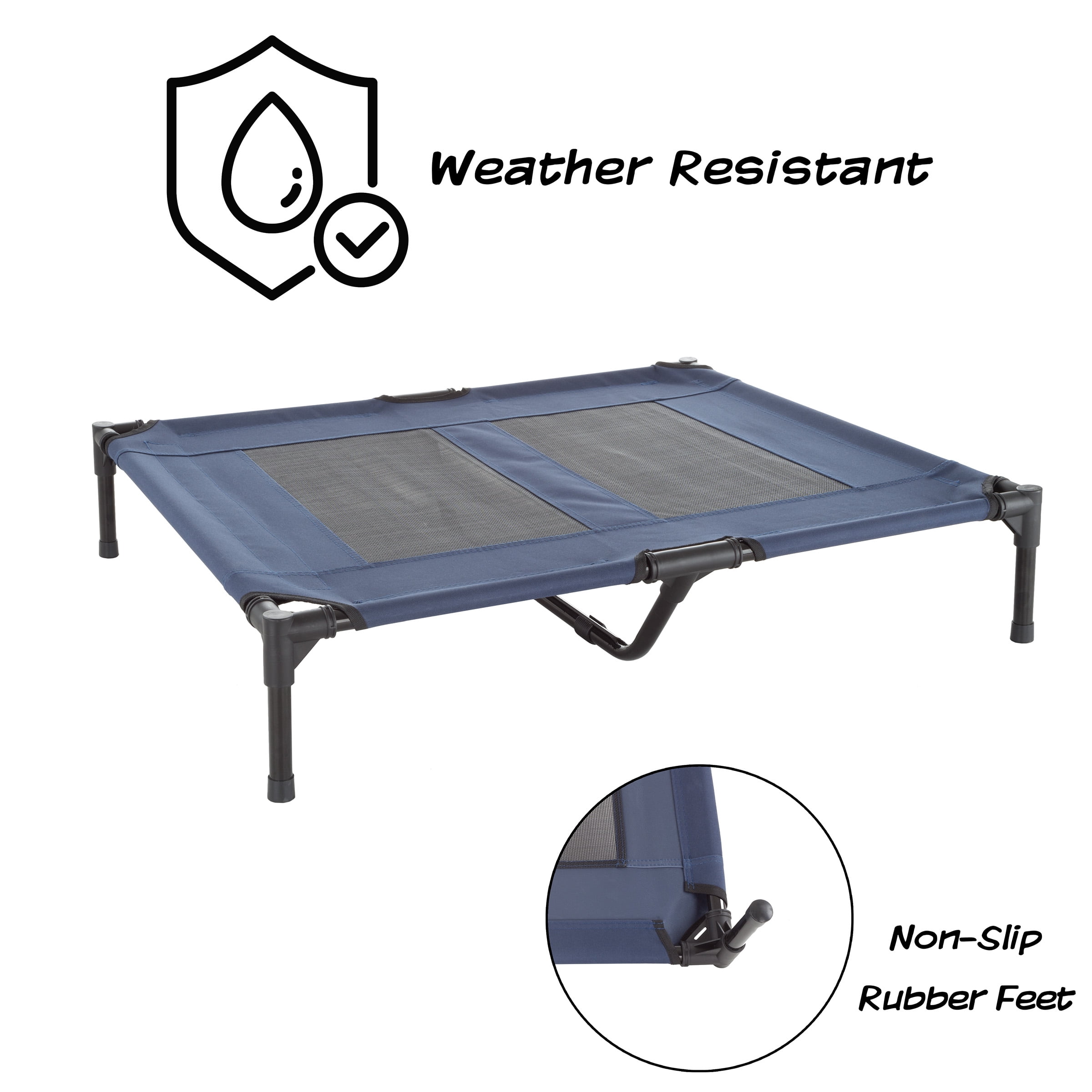 PETMAKER 36x29.75-Inch Elevated Dog Bed - Indoor/Outdoor Cot for Pets, Blue