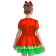 thumbnail image 2 of iEFiEL Girls Short Sleeve Tutu Dance Dress Figure Skating Stage Performance Christmas Elf Dress Green 8, 2 of 7