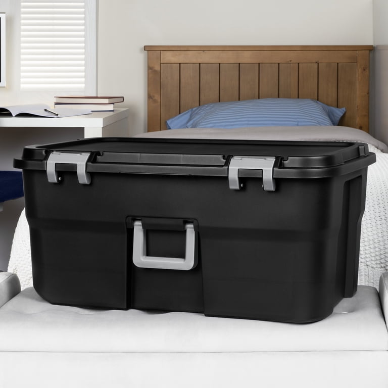 Sterilite 22 Gallon Large Wheeled Footlocker, Heavy Duty Plastic