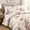 Butterfly Blossom-King, variant on Vintage Beige King Size Cotton Twill Sheet Set, Floral Print 4-Piece Bedding