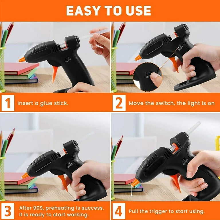 Hot Melt Glue Gun Kit with 30 Pcs Glue Sticks Cordless USB Rechargeable  Fast Preheating 