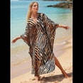 thumbnail image 4 of Vestido Caftán con Estampado Animal para Mujer, Talla Grande, para Playa, Verano 2025 Negro Marrón Talla Única, 4 of 10