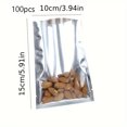 thumbnail image 4 of 100-Pack Reusable Triple-Sealed Food-Grade PET Aluminum Foil Bags - Transparent & Metallic Storage Pouches for Snacks Tea Holiday, Kitchen Pantry Organizer, 4 of 10