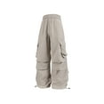 thumbnail image 5 of Lenpel Women's Cargo Pants Elastic High Waisted Pleated Wide Leg Hiking Travel Pants Baggy Streetwear Casual Trousers with Pockets(Khaki,XX-Large), 5 of 5