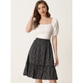 thumbnail image 2 of Falda Midi Floral Fluida Con Volantes En El Dobladillo Para Mujer Floral Negro rosa S, 2 of 5